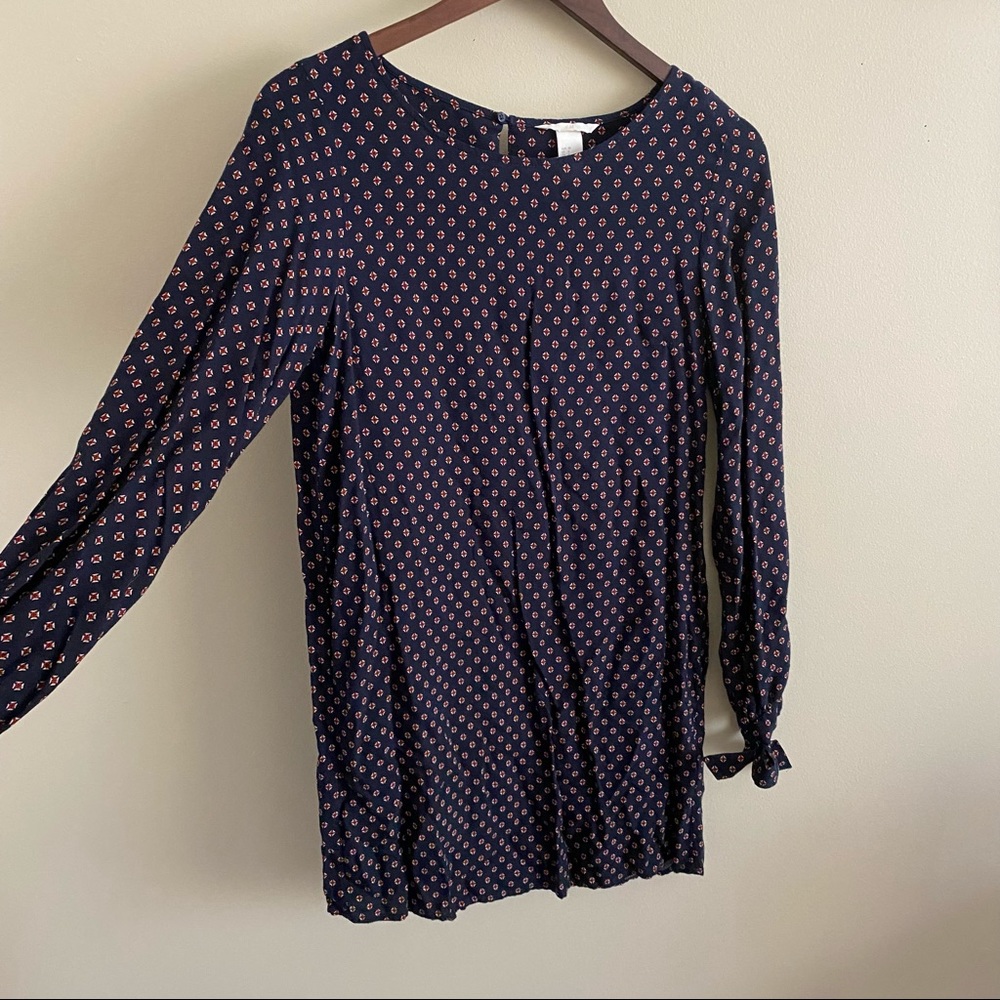 H&M Navy Blue Geometric Print Mini Dress Sz 6